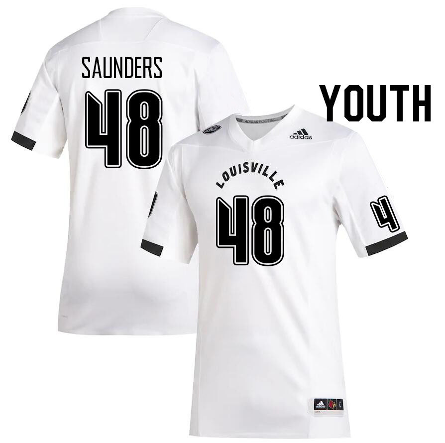 Youth #48 Dakadrien Saunders Louisville Cardinals College Football Jerseys Stitched Sale-White - Click Image to Close